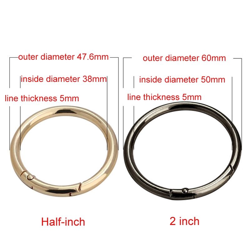 10pcs Zinc Alloy Spring Ring Keychain, Size:2 Inch Light Gold