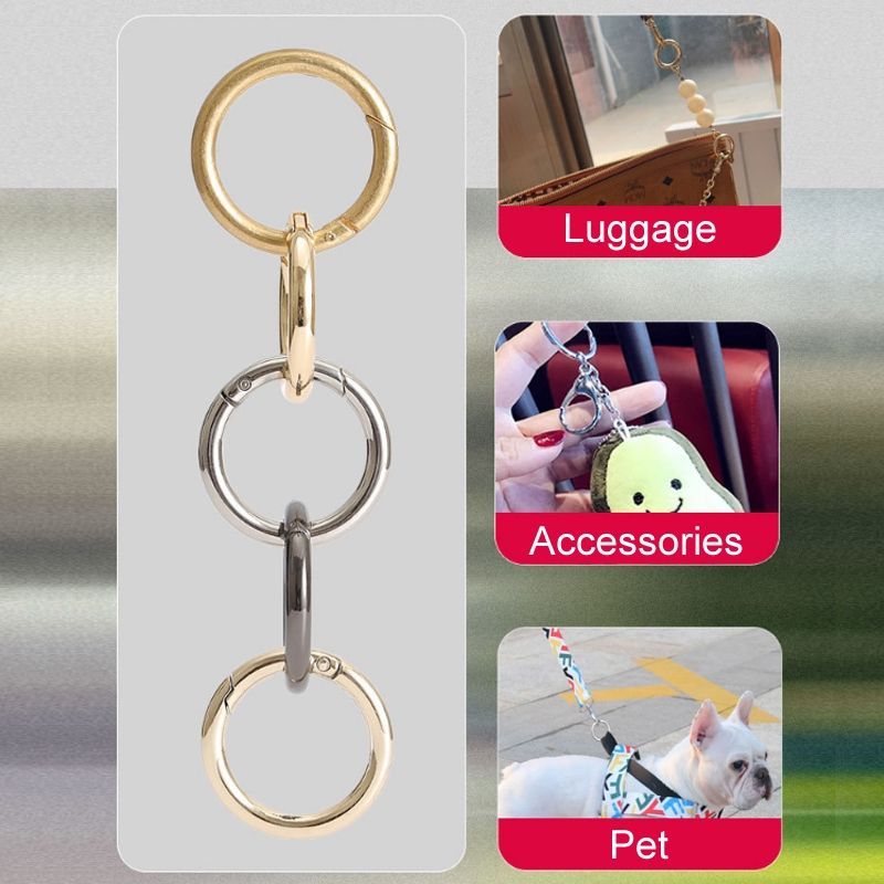 10pcs Zinc Alloy Spring Ring Keychain, Size:2 Inch Light Gold