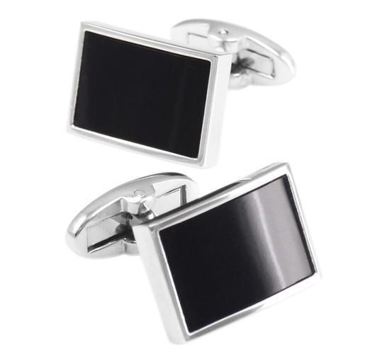 10pairs/lot Rectangle Black Onyx Cufflinks Black Glass Opal Cuff Links Business/Wedding Gift Men's Jewerly Accessory