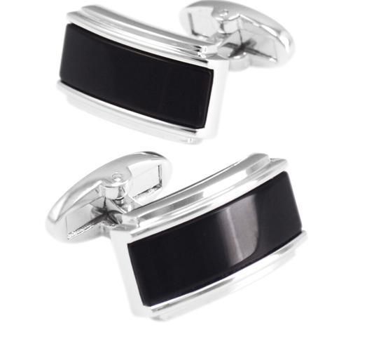 10pairs/lot Rectangle Black Onyx Cufflinks Black Glass Opal Cuff Links Business/Wedding Gift Men's Jewerly Accessory