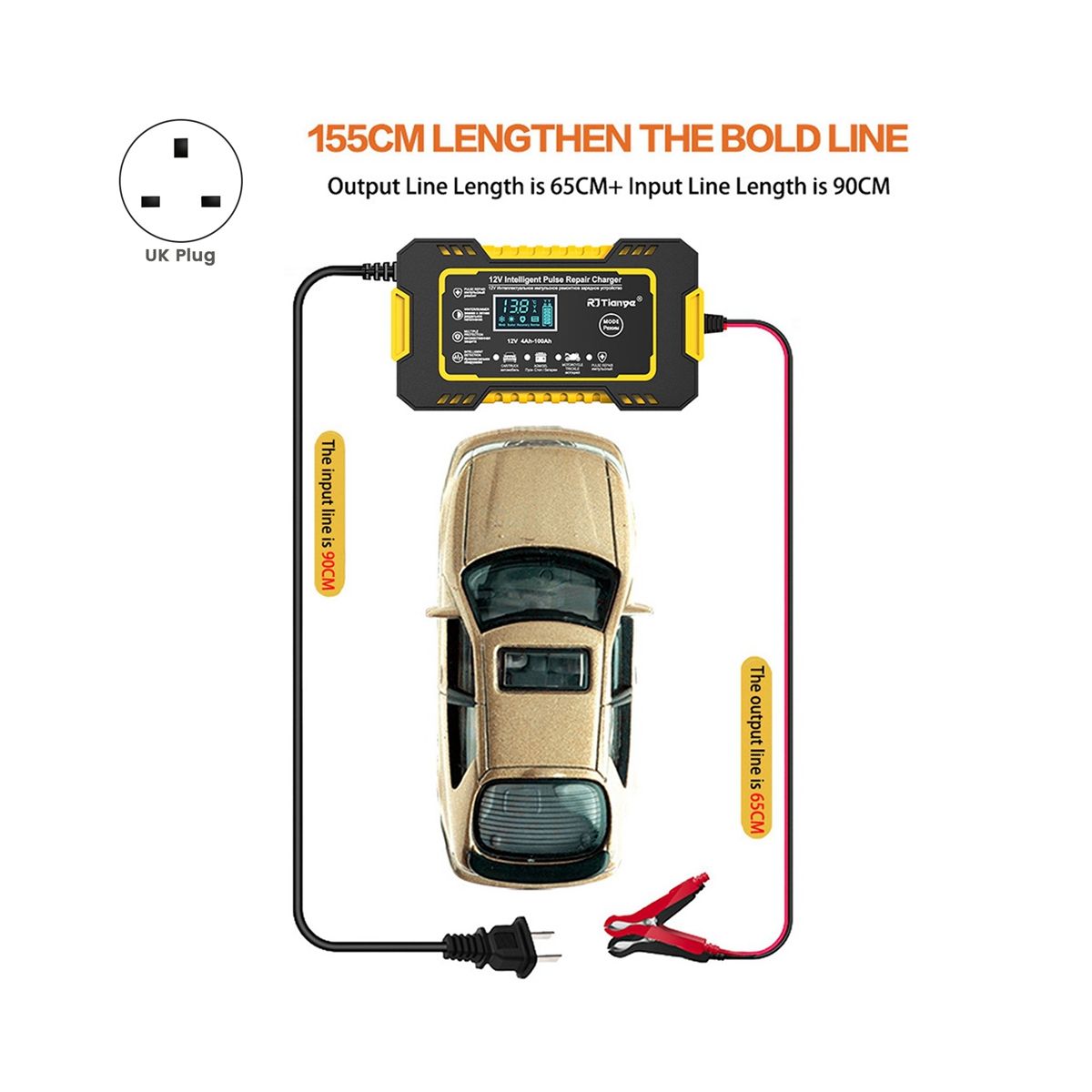 12V Fully Automatic Smart Charger 6A High Power Portable