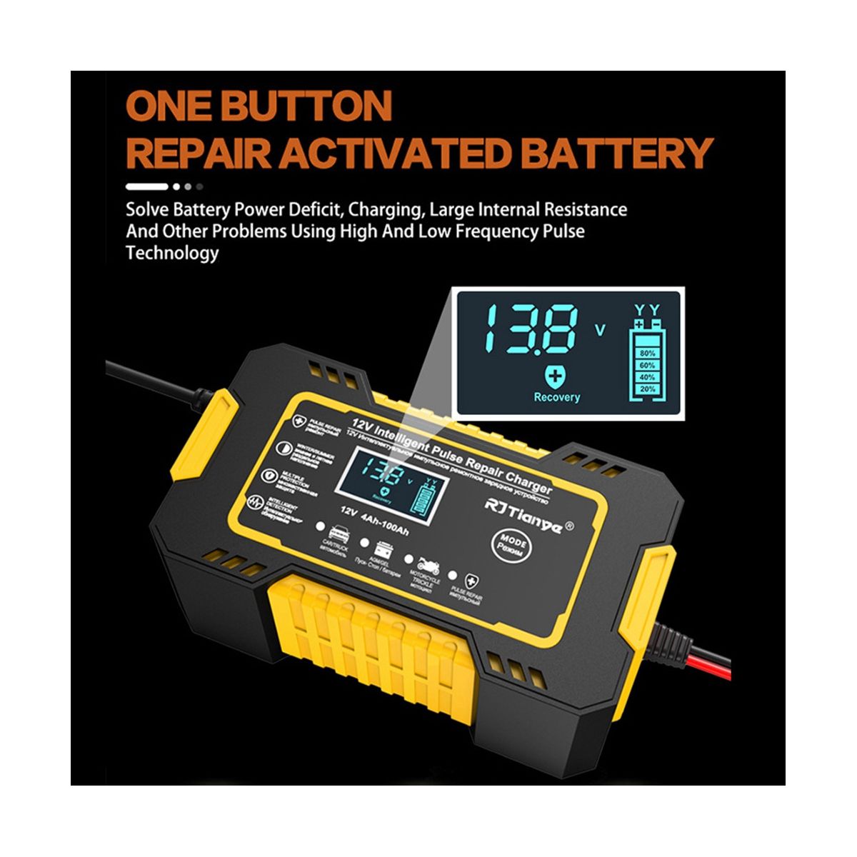 12V Fully Automatic Smart Charger 6A High Power Portable