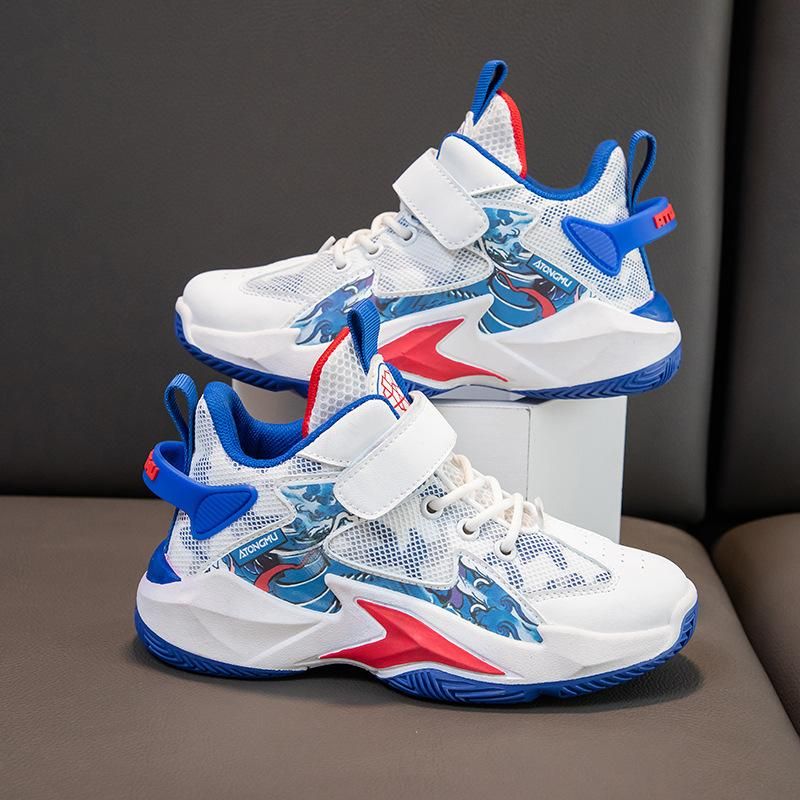 Boys basketball shoes mesh cartoon sneakers Blue
