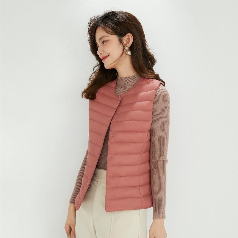 Handong Siyu 2022 Women's 90 Velvet Women's Round Neck V-Neck Lightweight Garden Ribbon Down Coat