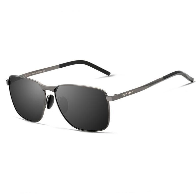 Vintage Square Sunglasses Male UV400 Polarized Lens Sun Glasses(Black)