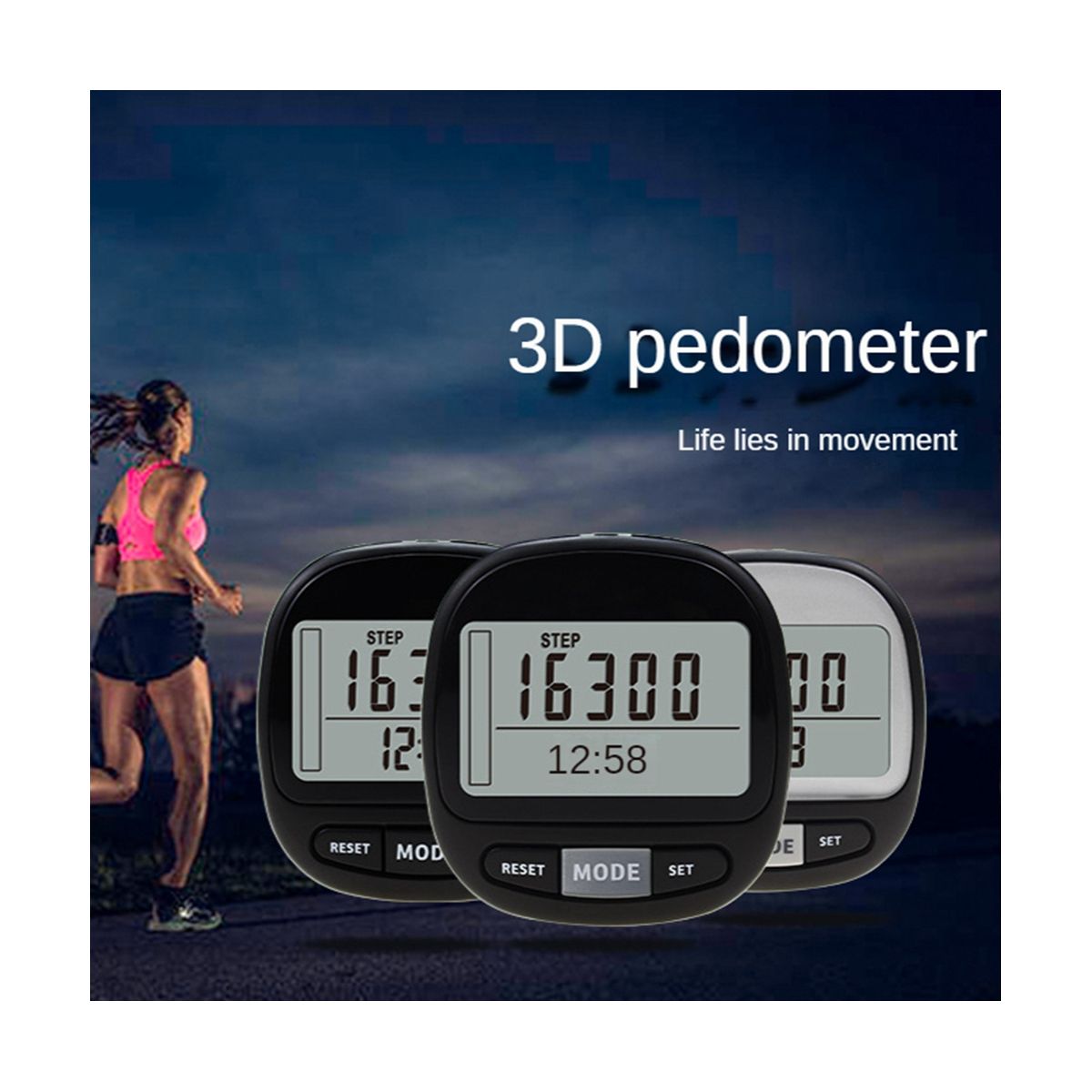 3D Pedometer for Walking with Clip and StrapCalorie Counter 7 Memory Accurate Step Counter for Men Women & Kids