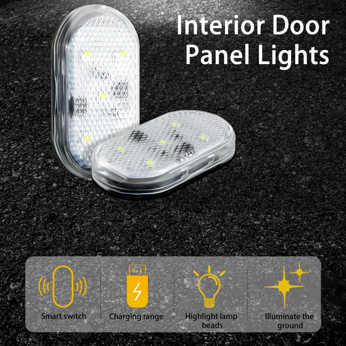 2Pcs Door Panel Lights Interior Door Panel Lights Clear