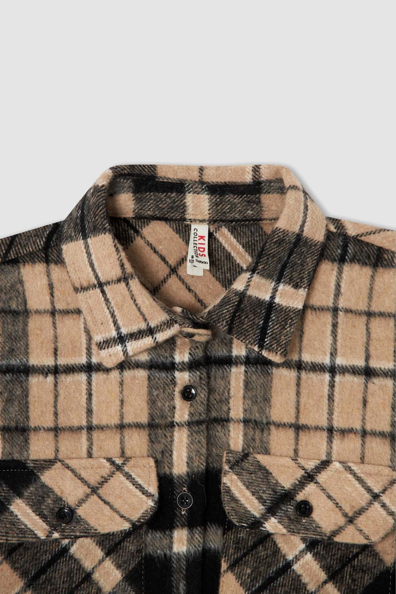 Girl - Regular Fit Woven Long Sleeve Shirt - Brown