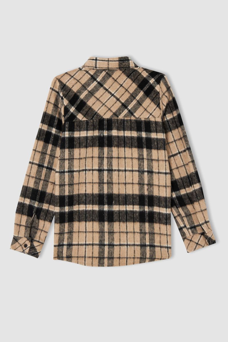 Girl - Regular Fit Woven Long Sleeve Shirt - Brown