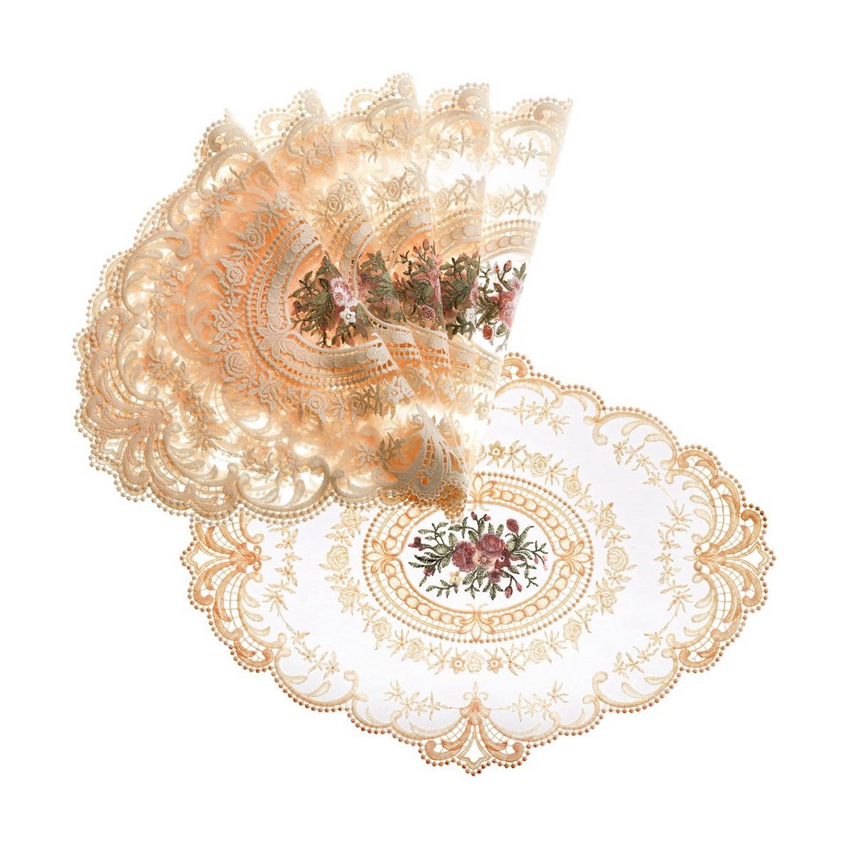 6Pcs Dinning Table Cover Embroidered Table Cloth Elegant Round  Tablecloth Coffee Coasters Napkin Party Decoration