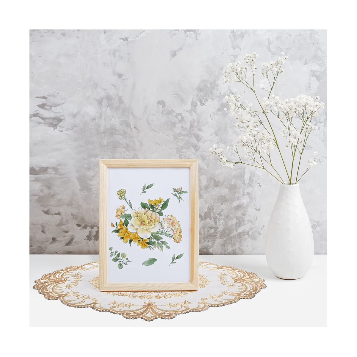 6Pcs Dinning Table Cover Embroidered Table Cloth Elegant Round  Tablecloth Coffee Coasters Napkin Party Decoration