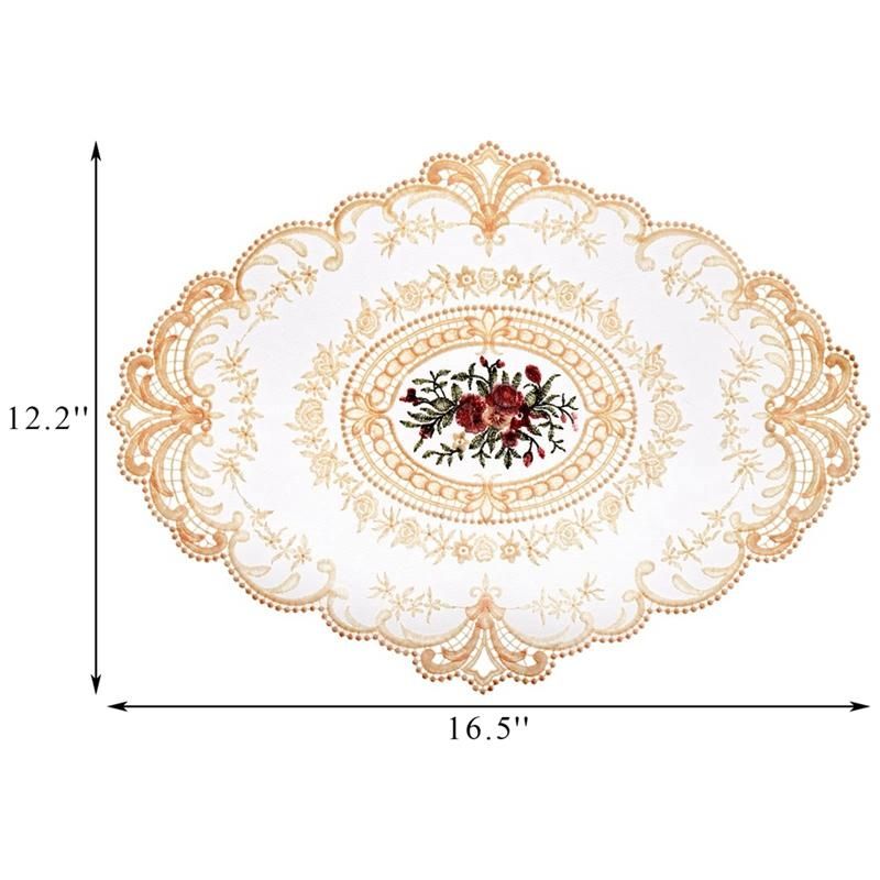 6Pcs Dinning Table Cover Embroidered Table Cloth Elegant Round  Tablecloth Coffee Coasters Napkin Party Decoration