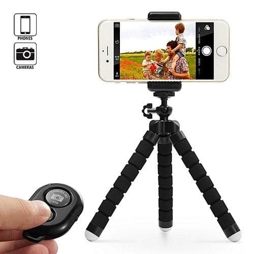 Tripod Stand Holder & Remote For Smartphones & Camera - Black