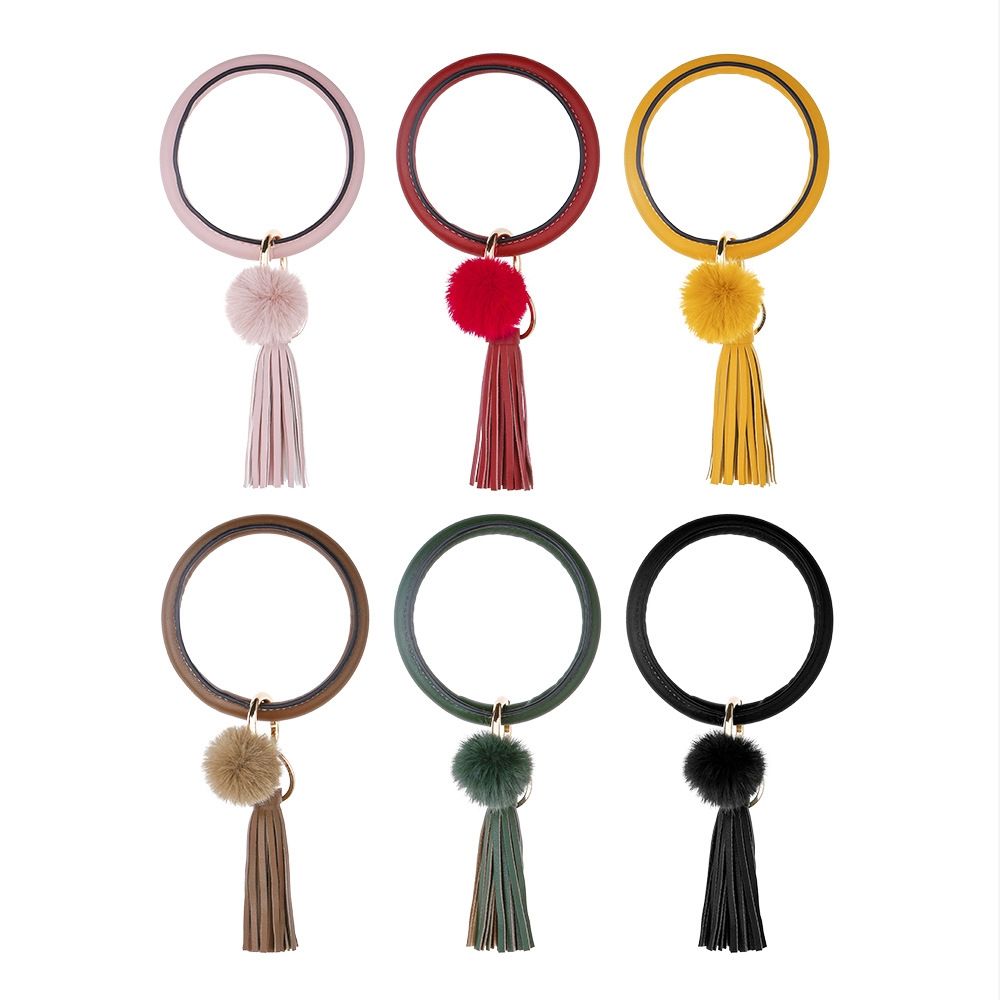 2 PCS Fringed Bracelet Keychain (Black)