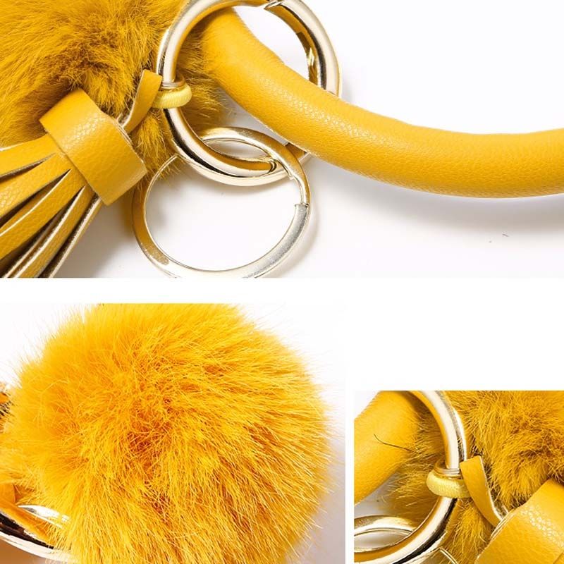 2 PCS Fringed Bracelet Keychain (Black)