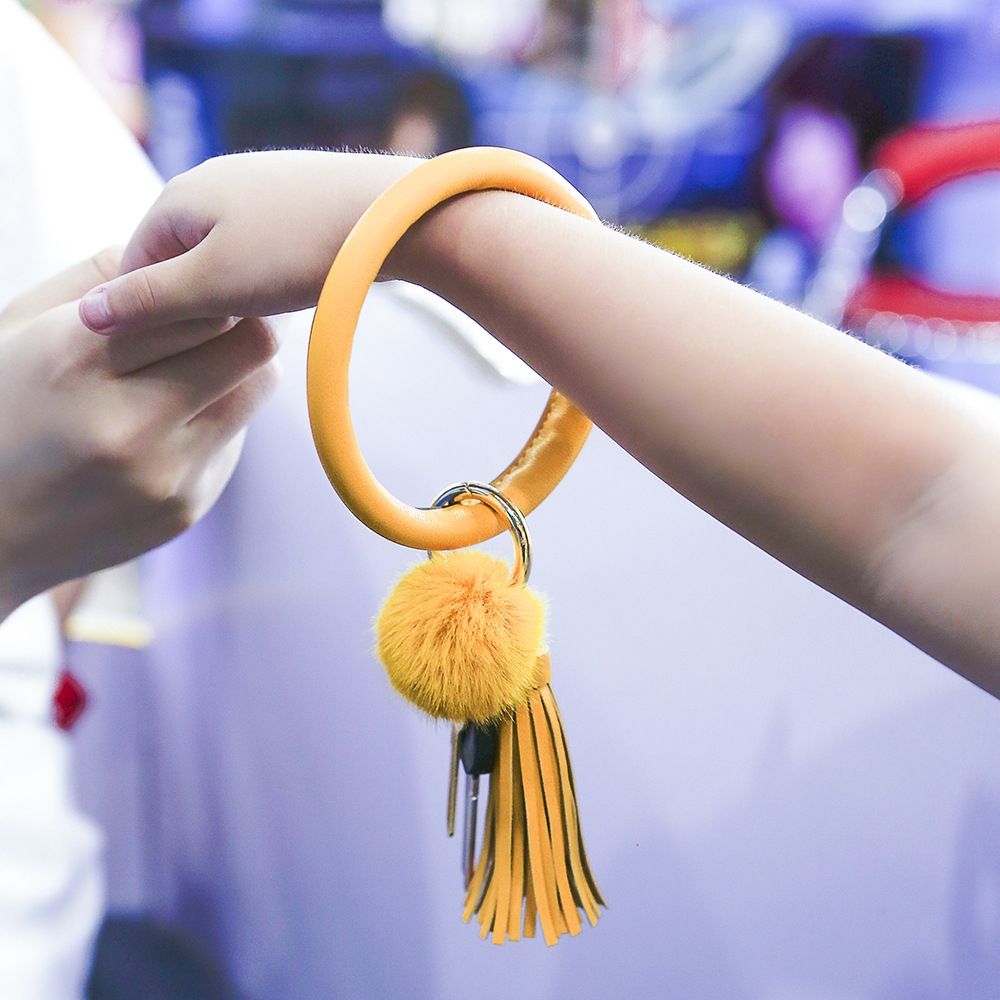 2 PCS Fringed Bracelet Keychain (Black)
