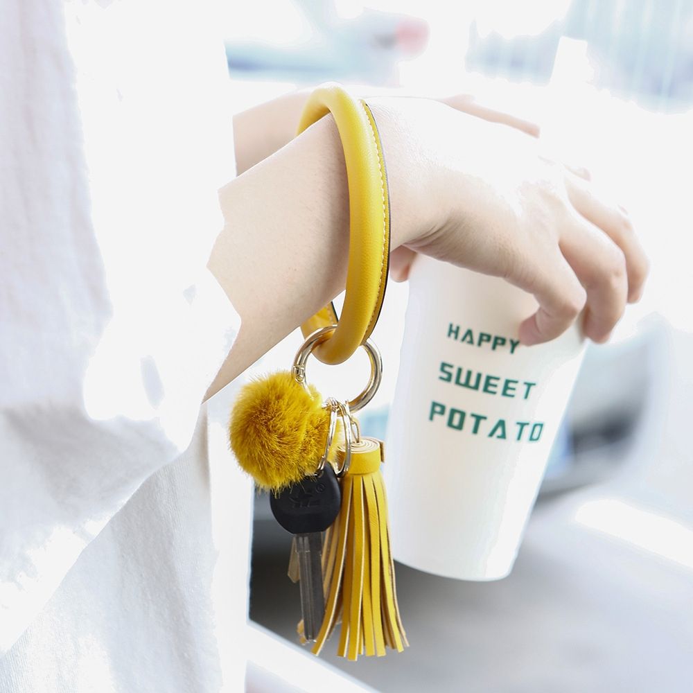 2 PCS Fringed Bracelet Keychain (Black)