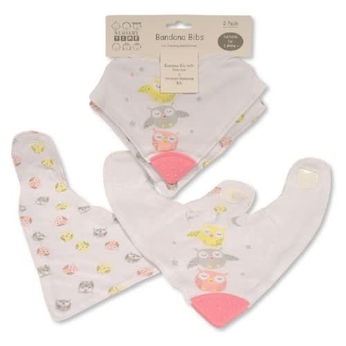 Bandana Dribble Owl  Teething Bib - 2pack