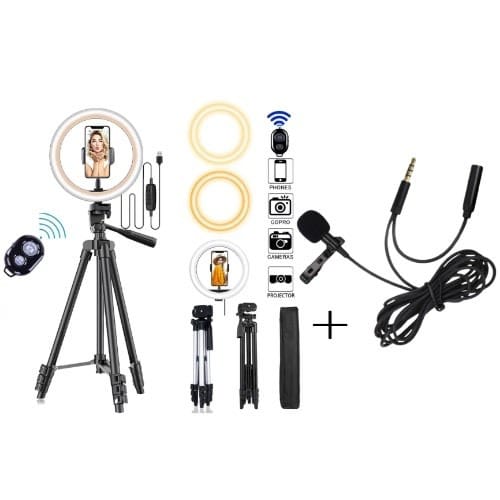 Ringlight With Tripod Stand & Bluetooth Shuttle Remote For Selfie 3 Modes Light - 10 Inches