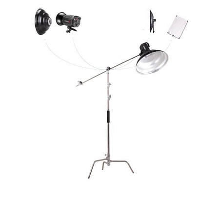 Heavy Duty Photography Studio Strobe Light C Stand + Boom Arm