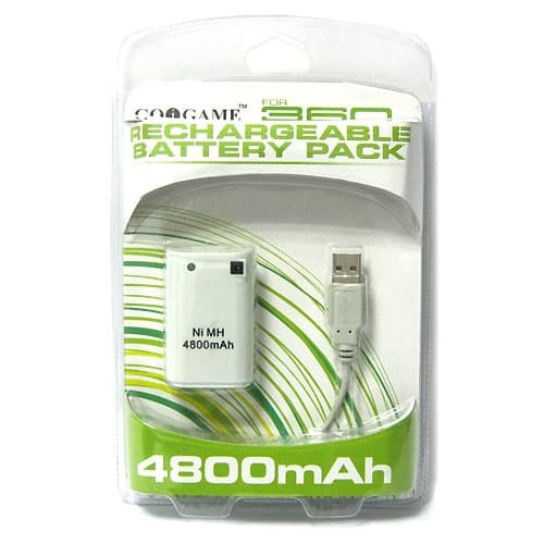 4800mAh Rechargeable Battery Pack For XBOX 360 Wireless Controller with USB Charger Cable