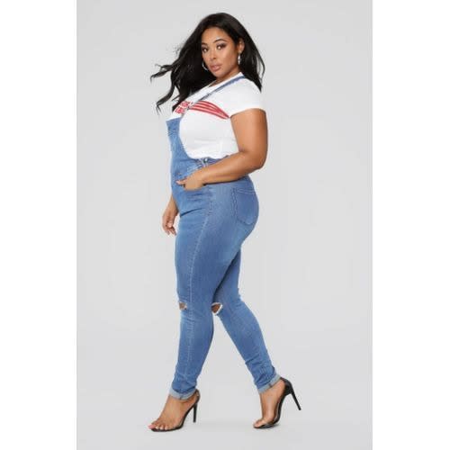 Women's Slim Trousers Dungaree- Blue