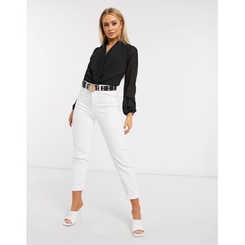 Basic Wrap Over Bodysuit- Black