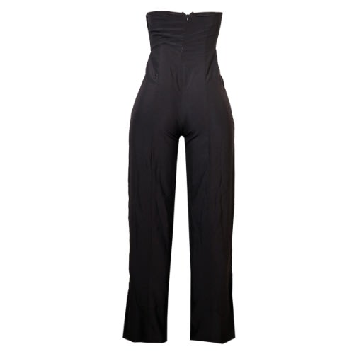 Tall Front Slit Buttoned Jumsuit - Black