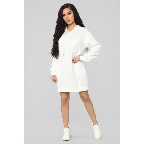 Short Hoodie Gown Sweatshirt - White