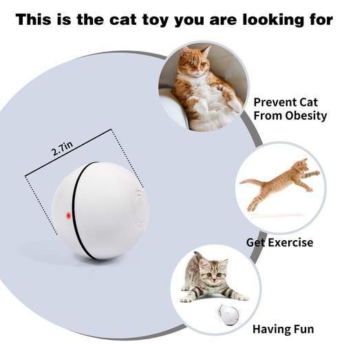 Smart Automatic Cat Toys Ball Pet Interactive Auto Rolling Self Rotating Ball Led Light USB Rechargeable Toys For Cats Kitten