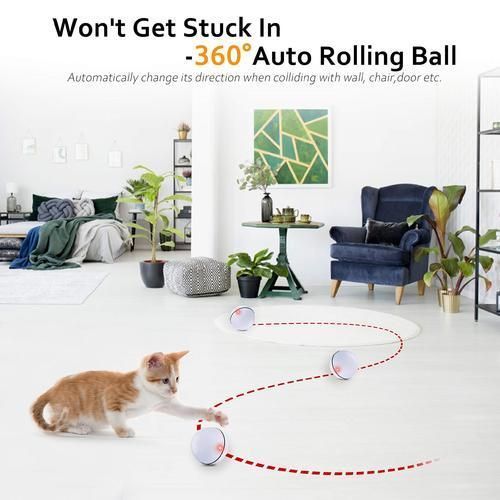 Smart Automatic Cat Toys Ball Pet Interactive Auto Rolling Self Rotating Ball Led Light USB Rechargeable Toys For Cats Kitten