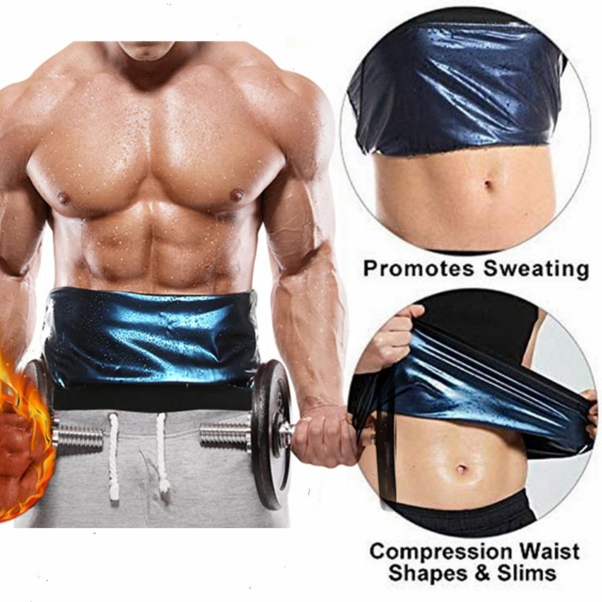 Men Waist Trimmer Belt Male Waist Fat Slimming Compression Belt Black Blue