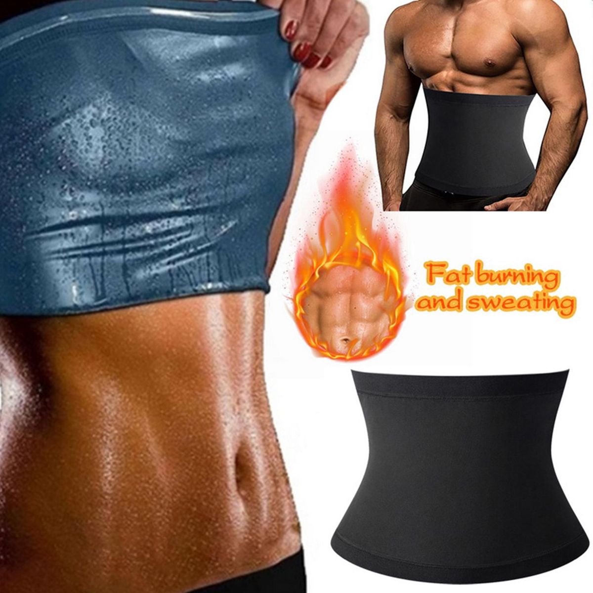 Men Waist Trimmer Belt Male Waist Fat Slimming Compression Belt Black Blue