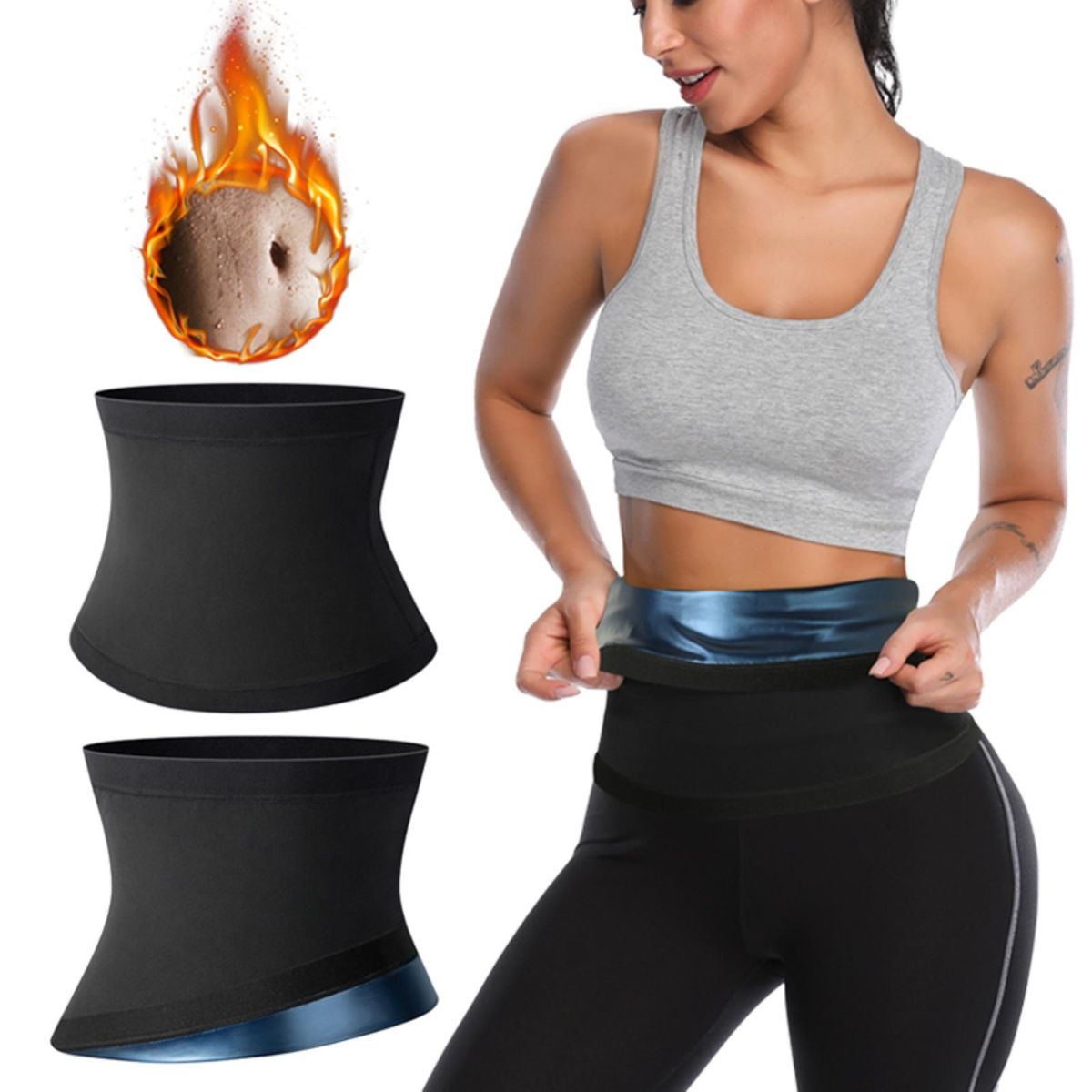 Men Waist Trimmer Belt Male Waist Fat Slimming Compression Belt Black Blue