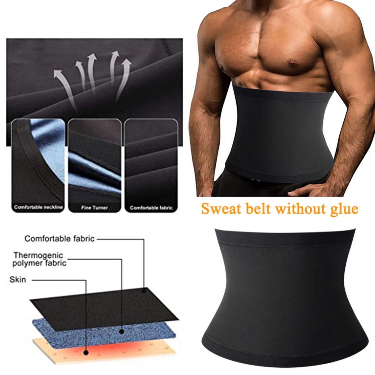 Men Waist Trimmer Belt Male Waist Fat Slimming Compression Belt Black Blue