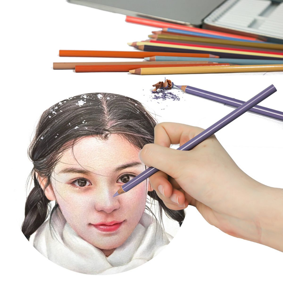 H&B 24 Colors Pencils Set Art Supplies Character Skin Tone