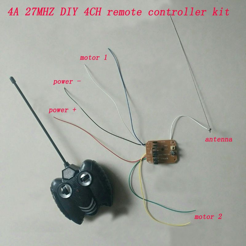 DIY RC Toys 4CH 27MHZ Remote Controller Kit 4.5V/5.5V/6V/7.2V 4A High Power Receiver Board 20M Controlling Distance Transmitter