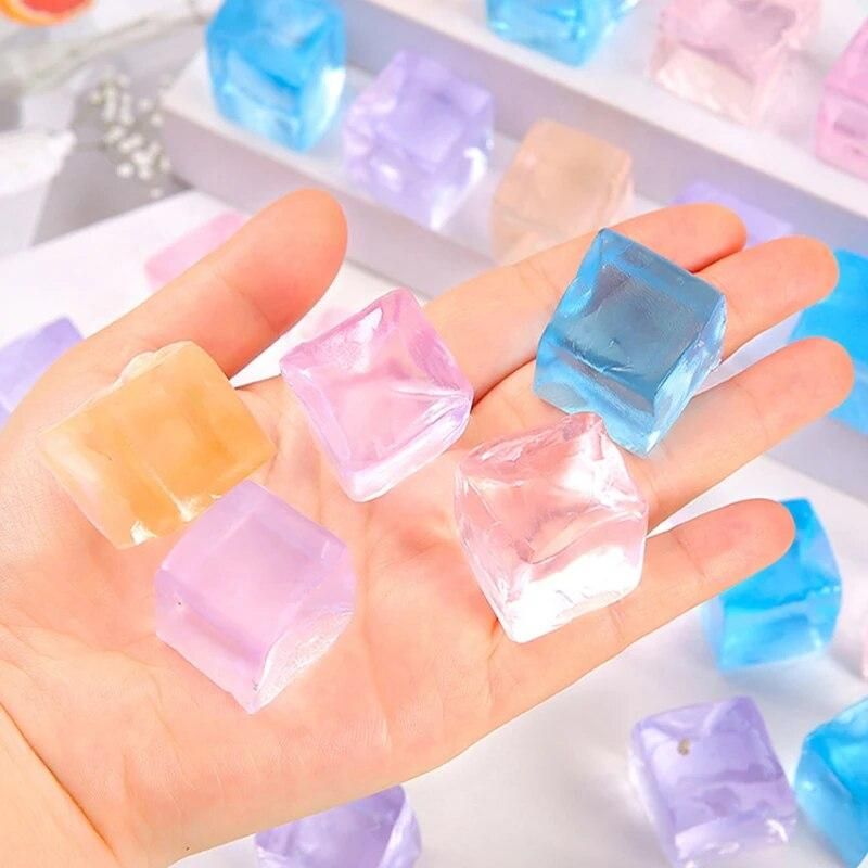 2Pcs Creative Ice Cube Pinch Music Fidget Toy Cute Decompression Candy Color Ice Cube Soft Squeeze Toys Kids Adult Venting Toys