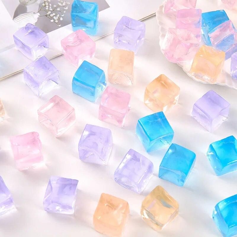 2Pcs Creative Ice Cube Pinch Music Fidget Toy Cute Decompression Candy Color Ice Cube Soft Squeeze Toys Kids Adult Venting Toys
