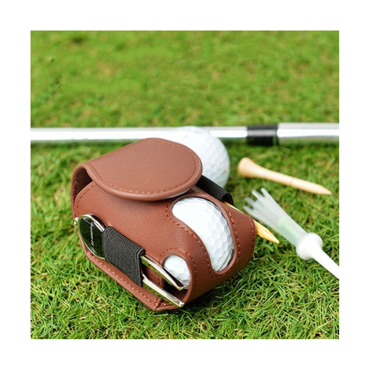 2 Pcs Golf Tee Bag Ball Pouch Mini Leather Golf Ball