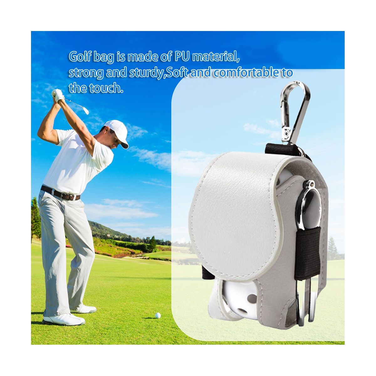 2 Pcs Golf Tee Bag Ball Pouch Mini Leather Golf Ball