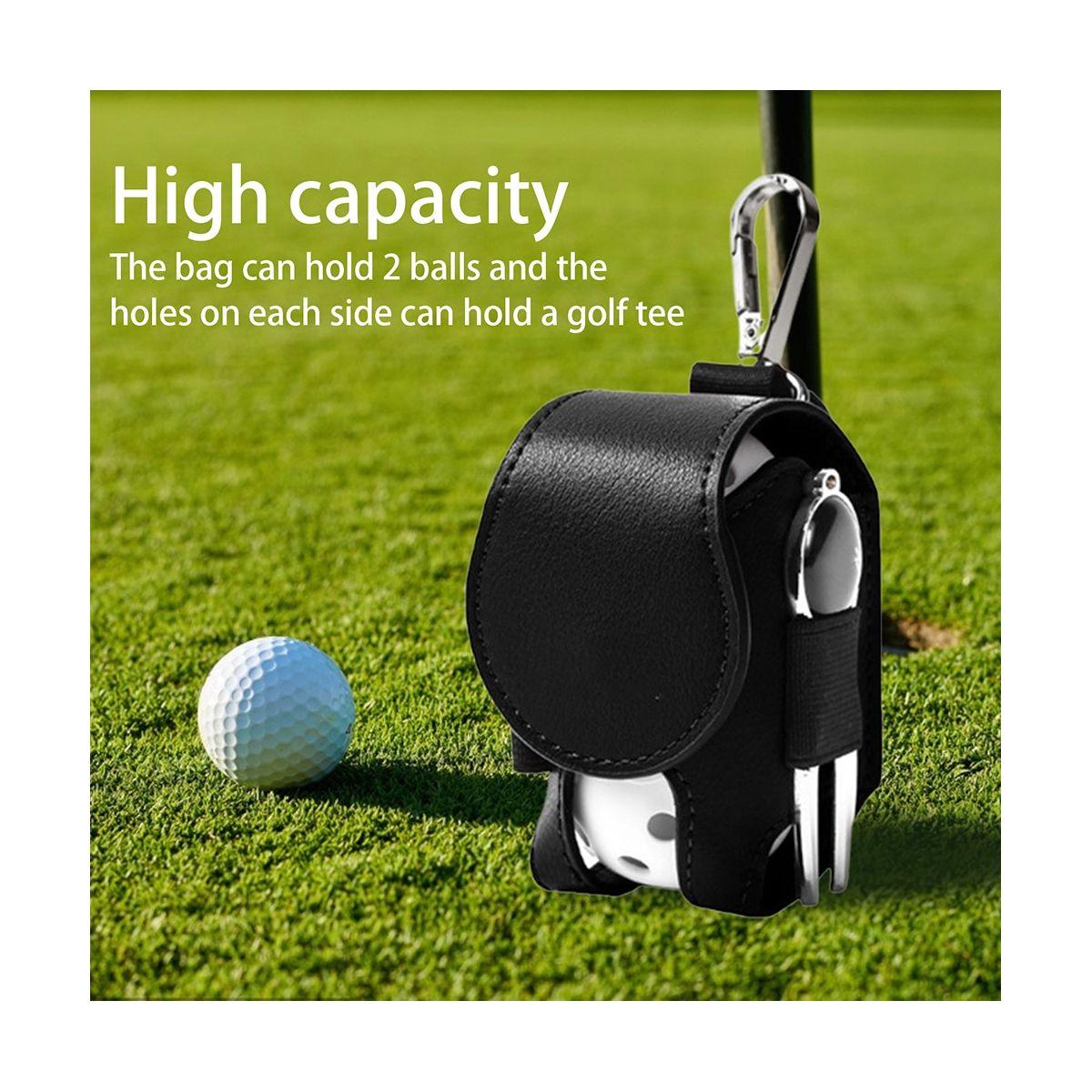 2 Pcs Golf Tee Bag Ball Pouch Mini Leather Golf Ball