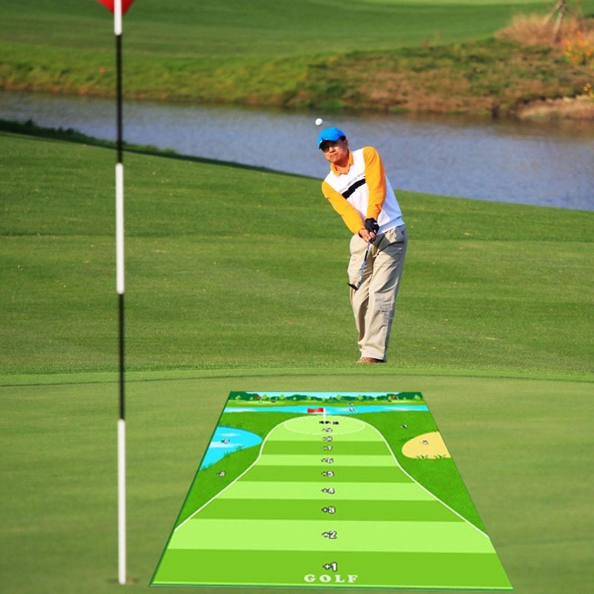 1 Set Golf Practice Mat Golf Chipping Game Hitting Mat Outdoor Play Equipment