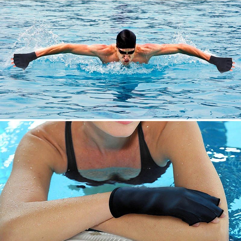 1 Pair Swimming Gloves Aquatic Fitness Water Resistance Fit