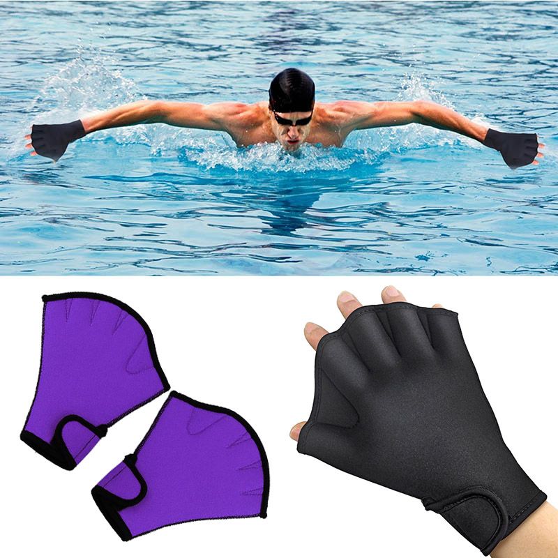 1 Pair Swimming Gloves Aquatic Fitness Water Resistance Fit