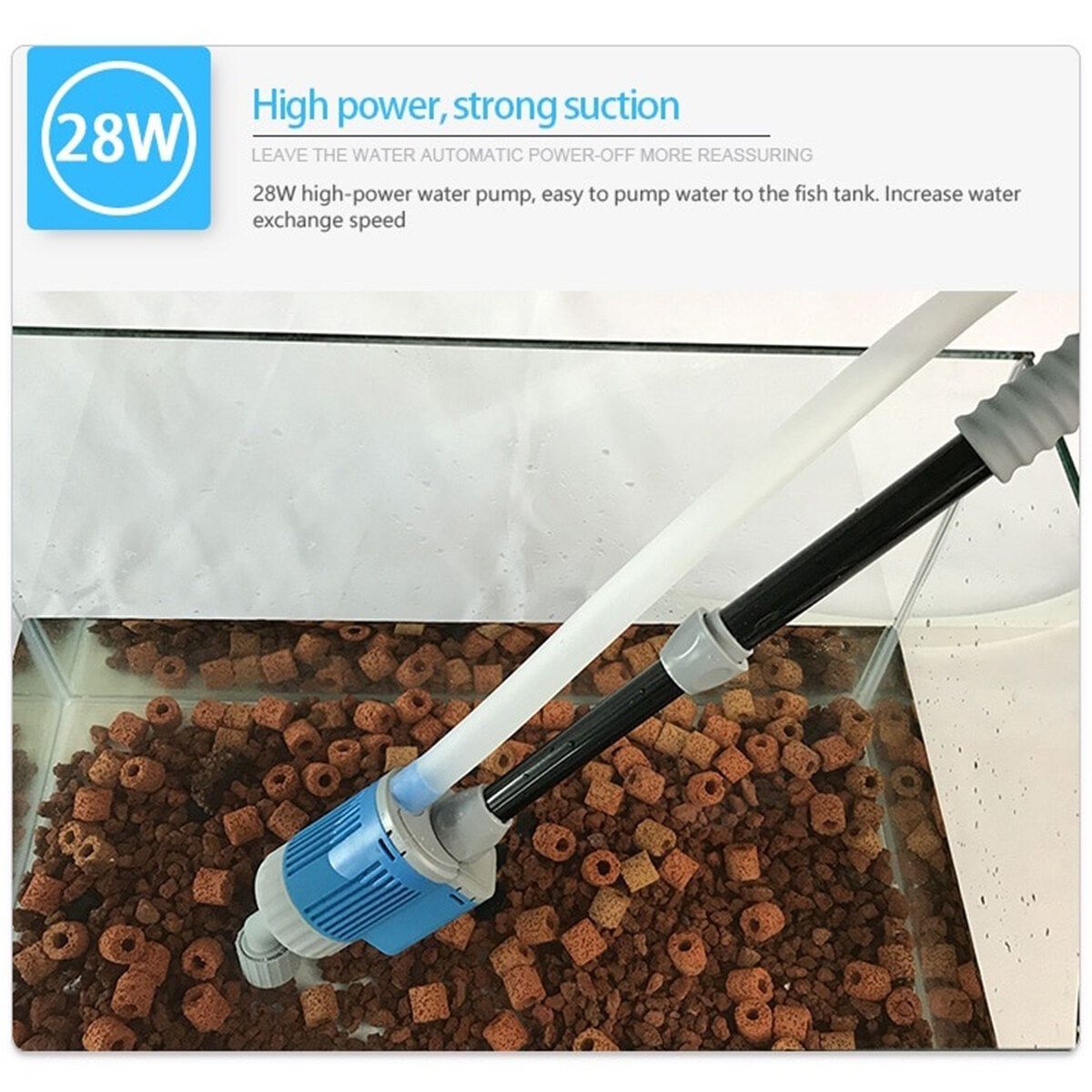 28W Electric Aquarium Fish Tank Water Change Pump Aquarium Cleaning Tool