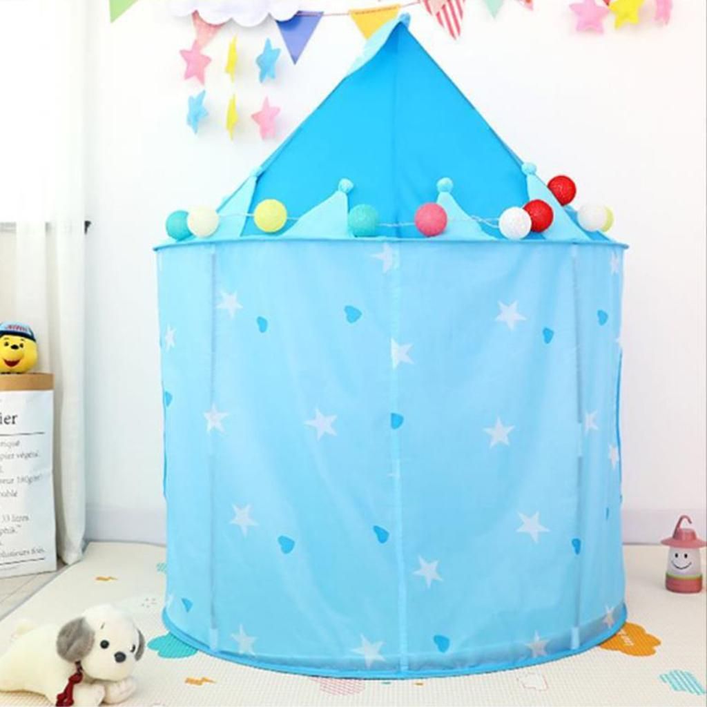 Folding Girls Boys Fairy Play Tent Children Kids Room Play House Blue