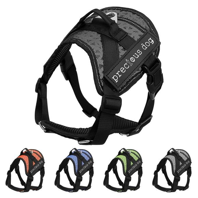 Adjustable Pet Dog Halter Harness  Ollar Breathable Mesh Pet Vest Dog Su Lies-Black-S