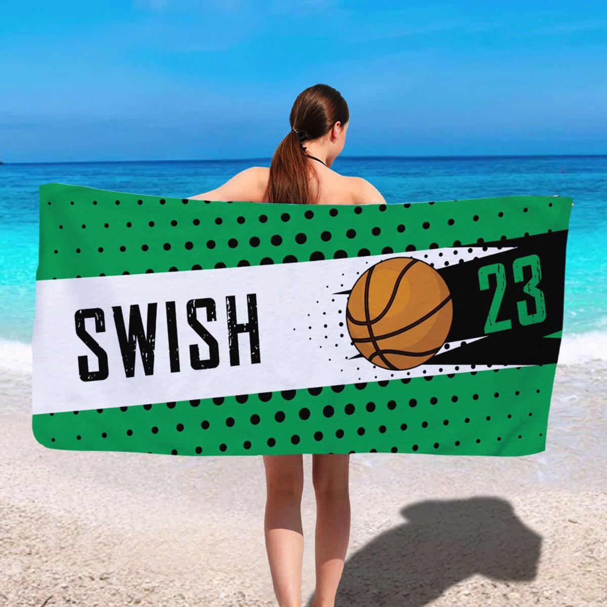 Shower Towel Soccer Print Beach Towel Blanket C