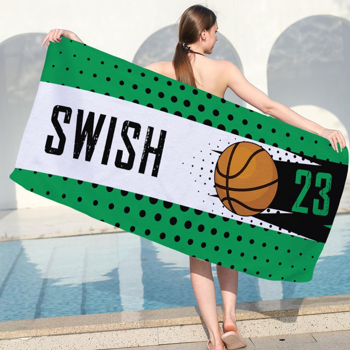 Shower Towel Soccer Print Beach Towel Blanket C